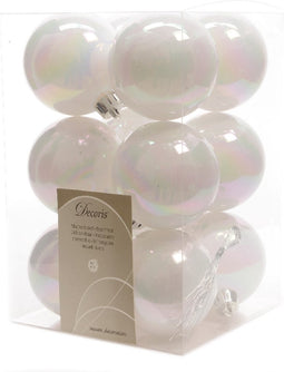 5 stuks Kerstbal plastic emaille 60mm wit iris KSD