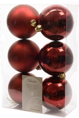 5 stuks Kerstbal plastic glans-mat/80mm/ossenbloed