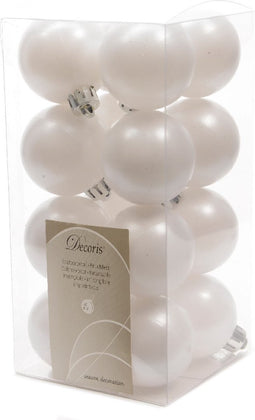 5 stuks Kerstbal plastic mat 40mm winterwit KSD