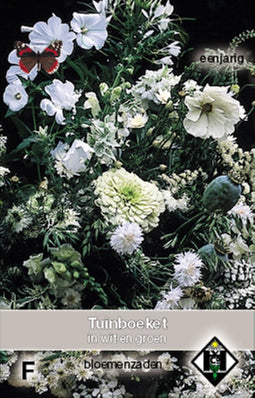 5 stuks Tuinboeket, Plukmengsel in wit en groen