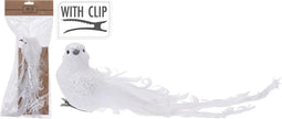 5 stuks Vogel op clip 23cm wit