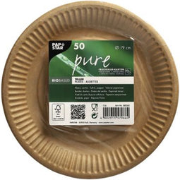 50 x kartonnen borden Nature Kraft karton 19cm /Wegwerp servies - Feest/verjaardag/BBQ/Picknick borden /Wegwerp bordjes karton