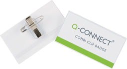 50 x Q-CONNECT badge met combiklem 90 x 54 mm