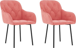 vidaXL - Eetkamerstoelen - 2 - st - fluweel - roze