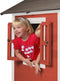 AXI Beach Lodge XL Speelhuis in Rood - Met Verdieping en Limoen Groene Glijbaan - Speelhuisje voor de tuin / buiten - FSC hout - Speeltoestel voor kinderen