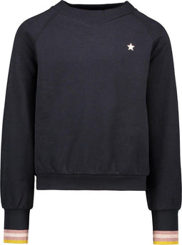 Like Flo Meisjes Trui - Maat 152 - Luxe gestreepte lurex ribjes - Navy