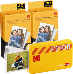 Kodak Mini 2 Retro - Draagbare fotoprinter - 4PASS-technologie - Geel + 60 Sheets (60 stuks)