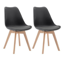 Woltu BH29gr-2 - Eetkamerstoelen Set van 2 - Ergonomisch Design - Massief Hout en Kunstleer - Grijs (2 stuks)