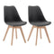 Woltu BH29gr-2 - Eetkamerstoelen Set van 2 - Ergonomisch Design - Massief Hout en Kunstleer - Grijs (2 stuks)