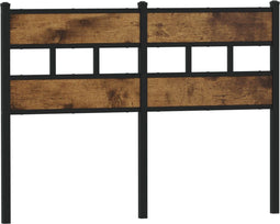 vidaXL - Hoofdbord - 120 - cm - ijzer - en - bewerkt - hout - gerookt - eikenkleurig