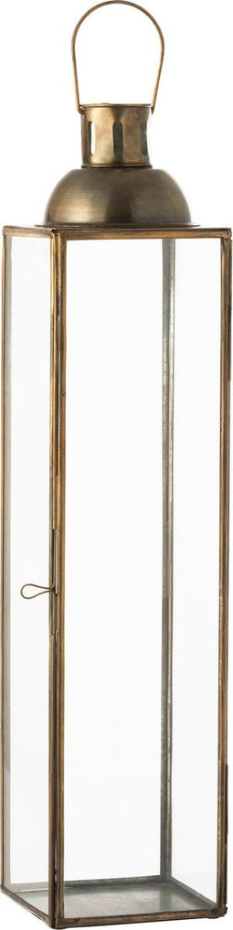 J-Line lantaarn Hoog Antiek - glas/ijzer - brons - small