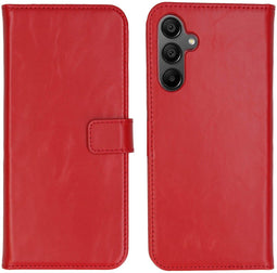 Selencia Samsung Galaxy A15 - Echt Lederen Bookcase - 3 Pashouders - Rood