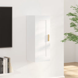 vidaXL - Wandkast - 35x34x90 - cm - bewerkt - hout - wit
