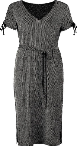 Expresso Fiona - Midi-jurk - Ribgeweven - Zwart en zand - Maat XL