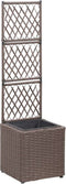vidaXL - Latwerkplantenbak - verhoogd - met - 1 - pot - 30x30x107 - cm - rattan - bruin