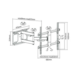 Cabletech - TV beugel 37-70" - max VESA 600x400 60kg - zwart