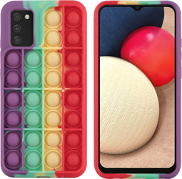 iMoshion Hoesje Geschikt voor Samsung Galaxy A02s Hoesje Siliconen - iMoshion Pop It Fidget Toy - Pop It hoesje - Rainbow