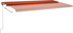 vidaXL - Luifel - handmatig - uittrekbaar - met - LED - 600x350 - cm - oranje - en - bruin