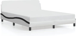 vidaXL - Bedframe - met - hoofdbord - kunstleer - zwart - en - wit - 160x200 - cm