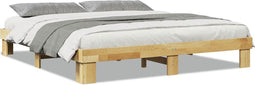vidaXL - Bedframe - zonder - matras - 180x200 - cm - massief - hout - eiken