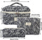 Skycases Travel Essentials - 3-delige Make-up Tas Set - Eco-vriendelijk Katoen - Gewatteerde Gebloemde Organizers - Kleur: Black Flowers