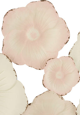 J-Line wanddecoratie Bloemen - metaal - roze/wit