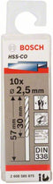 Bosch HSS-Co Metaalboren - DIN 338 - 2,5 mm x 30 mm x 57 mm (10 stuks)