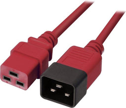 Lindy 30125 - Stroom Verlengkabel - C19 16A naar C20 - 3.00 m - Rood Zwart