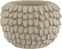 J-Line bloempot Blad - cement - licht grijs - extra small - 2 stuks - Ø 14 cm