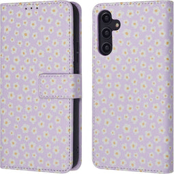 iMoshion Hoesje Geschikt voor Samsung Galaxy A14 (5G) / A14 (4G) Hoesje Met Pasjeshouder - iMoshion Design Bookcase smartphone - Paars / White Daisy