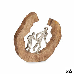 Decoratieve figuren Familie Zilverkleurig Metaal 24,5 x 24,5 x 5 cm (6 Stuks)