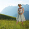 dressforfun Midi-dirndl Oberammergau model 1 - Verkleedkleding carnaval - Glanzend zilver/groen - XXL