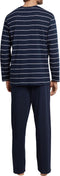Schiesser Heren Pyjama - Lange broek - V-hals - Donkerblauw - Maat XL