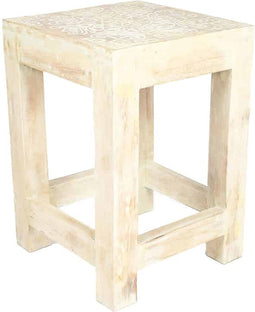 Liviza Bijzettafel hout wit Sagre - Albasia hout - Vierkant Hout - 50 cm , 35 cm , 35 cm