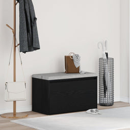 vidaXL - Halbankje - Zwart - Eiken - 80x40x45 - cm - Gelaagd - Hout