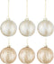 J-Line kerstbal Blaadjes - glas - transparant - beige/goud - small - doos van 6