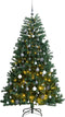 vidaXL - Kunstkerstboom - met - scharnieren - 300 - LED's - en - kerstballen - 240 - cm