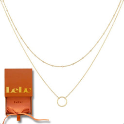 Lelu Ketting Dames - 2-delige Halsketting - Goud verguld - Choker met Ring - 38cm (2 stuks)