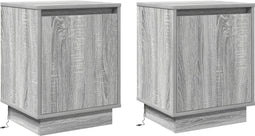 vidaXL - Nachtkastjes - met - LED-verlichting - (2 - stuks) - - - Grijs - Sonoma - 39x34,5x50 - cm