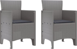 vidaXL - Tuinmeubels - met - Kussens - 2 - stuks - Lichtgrijze - Poly - Rattan