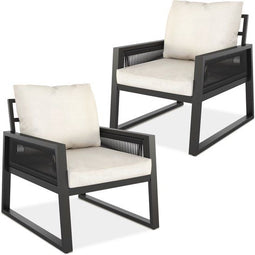tectake® Captive - Loungeset - 2 Fauteuils - Rope-design - Aluminium Frame - Waterafstotende Kussens