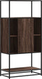 vidaXL - Hoge - kast - 68x35x139 - cm - bewerkt - hout - en - metaal - bruin - eikenkleur