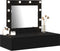 vidaXL - Wandgemonteerde - Make-up - Tafel - met - LED-verlichting - in - Zwart - Eiken