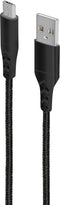 Mobiparts Micro USB to USB Braided Kabel 2A 1 m - Zwart