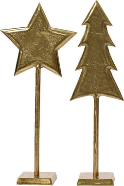 Decoratie alu l13b30h70 cm goud a2 kerst