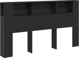 vidaXL - Hoofdbordkast - in - Zwart - Eiken - - - 180x18.5x102.5 - cm