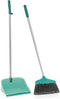 Leifheit 56669 - Stoffer en blik met lange steel - Asymmetrische bezemvorm - Turquoise