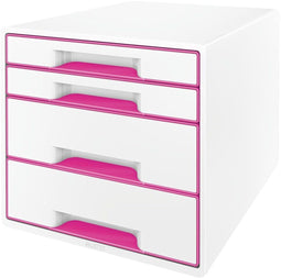 Leitz WOW Cube Ladenblok - 4 Laden - Ergonomisch Design - Wit/Roze