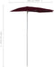 vidaXL - Parasol - half - met - paal - 180x90 - cm - bordeauxrood