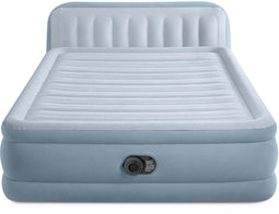 Intex Plush Headboard - Luchtbed met ingebouwde pomp - 236 x 152 x 46 cm - Grijs